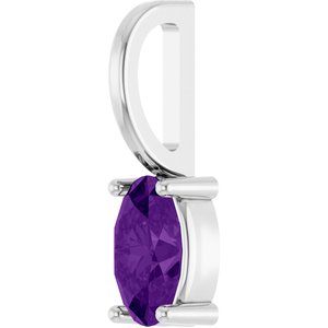 14K White Gold 5x3 mm Natural Amethyst Charm/Pendant