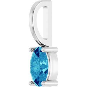 14K White 5x3 mm Natural Blue Zircon Charm/Pendant