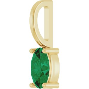 14K Yellow Gold 5x3 mm Lab-Grown Emerald Charm/Pendant – image 2
