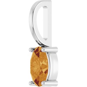 14K White Gold 5x3 mm Natural Citrine Charm/Pendant – image 2