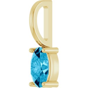 14K Yellow Gold 5x3 mm Natural Aquamarine Charm/Pendant