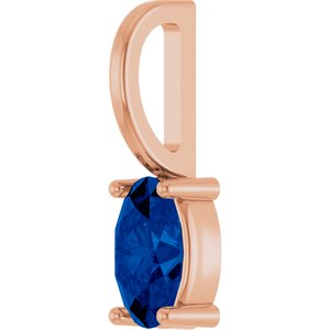 14K Rose Gold 5x3 mm Natural Blue Sapphire Charm/Pendant – image 2