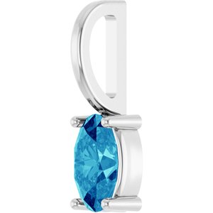 Sterling Silver 5x3 mm Natural Blue Zircon Charm/Pendant – image 2