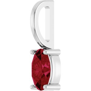 14K White Gold 5x3 mm Lab-Grown Ruby Charm/Pendant – image 2