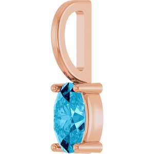 14K Rose Gold 5x3 mm Natural Aquamarine Charm/Pendant – image 2