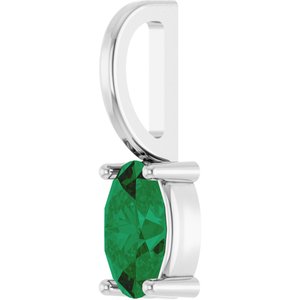Platinum 5x3 mm Natural Emerald Charm/Pendant – image 2