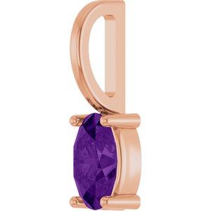 14K Rose Gold 5x3 mm Natural Amethyst Charm/Pendant