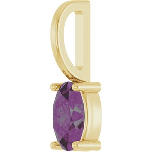 14K Yellow Gold 5x3 mm Lab-Grown Alexandrite Charm/Pendant – image 2