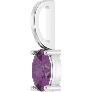 14K White Gold 5x3 mm Lab-Grown Alexandrite Charm/Pendant – image 2