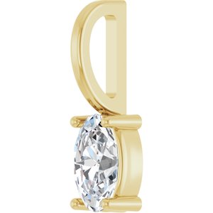 14K Yellow Gold 5x3 mm Natural White Sapphire Charm/Pendant