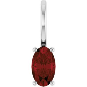 Sterling Silver 5x3 mm Natural Mozambique Garnet Charm/Pendant