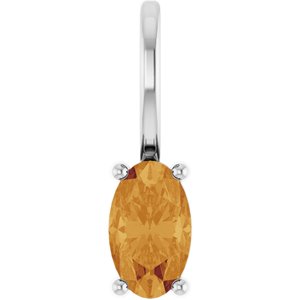 14K White Gold 5x3 mm Natural Citrine Charm/Pendant