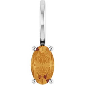 14K White Gold 5x3 mm Natural Citrine Charm/Pendant