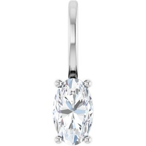 14K White Gold 5x3 mm Natural White Sapphire Charm/Pendant