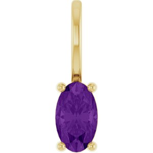 14K Yellow Gold 5x3 mm Natural Amethyst Charm/Pendant