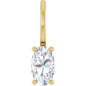 14K Yellow Gold 5x3 mm Natural White Sapphire Charm/Pendant