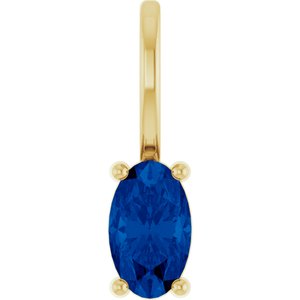 14K Yellow Gold 5x3 mm Natural Blue Sapphire Charm/Pendant