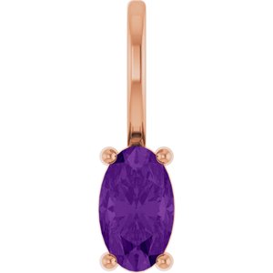 14K Rose 5x3 mm Natural Amethyst Charm/Pendant