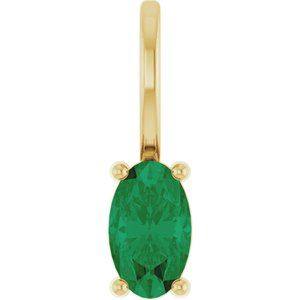 14K Yellow 5x3 mm Natural Emerald Charm/Pendant