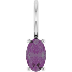 14K White 5x3 mm Lab-Grown Alexandrite Charm/Pendant