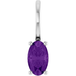 Sterling Silver 5x3 mm Natural Amethyst Charm/Pendant