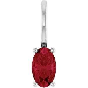 14K White Gold 5x3 mm Lab-Grown Ruby Charm/Pendant