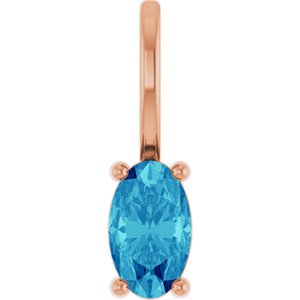 14K Rose Gold 5x3 mm Natural Blue Zircon Charm/Pendant