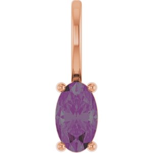 14K Rose Gold 5x3 mm Lab-Grown Alexandrite Charm/Pendant