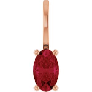14K Rose Gold 5x3 mm Natural Ruby Charm/Pendant