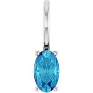 Sterling Silver 5x3 mm Natural Blue Zircon Charm/Pendant