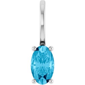Sterling Silver 5x3 mm Natural Aquamarine Charm/Pendant