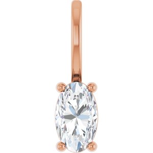 14K Rose Gold 5x3 mm Natural White Sapphire Charm/Pendant