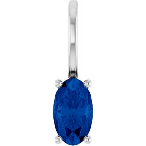 14K White Gold 5x3 mm Natural Blue Sapphire Charm/Pendant