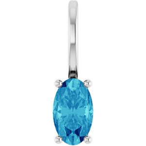 Platinum 5x3 mm Natural Blue Zircon Charm/Pendant