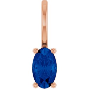 14K Rose 5x3 mm Lab-Grown Blue Sapphire Charm/Pendant