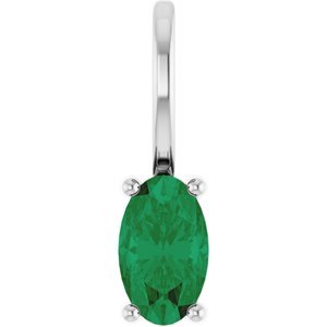 Platinum 5x3 mm Lab-Grown Emerald Charm/Pendant