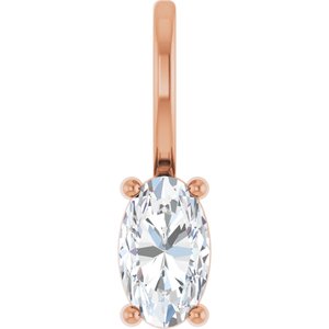 14K Rose 5x3 mm Natural White Sapphire Charm/Pendant