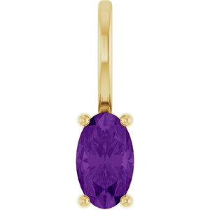 14K Yellow Gold 5x3 mm Natural Amethyst Charm/Pendant