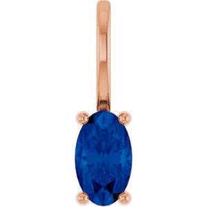 14K Rose Gold 5x3 mm Lab-Grown Blue Sapphire Charm/Pendant