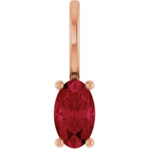 14K Rose 5x3 mm Lab-Grown Ruby Charm/Pendant