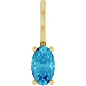 14K Yellow 5x3 mm Natural Blue Zircon Charm/Pendant
