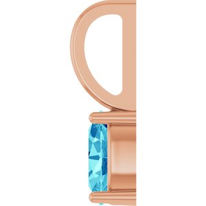 14K Rose 5x3 mm Natural Blue Zircon Charm/Pendant
