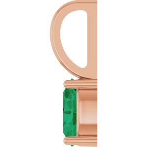 14K Rose Gold 5x3 mm Lab-Grown Emerald Charm/Pendant – image 3