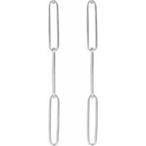 14K White Paperclip-Style Earrings