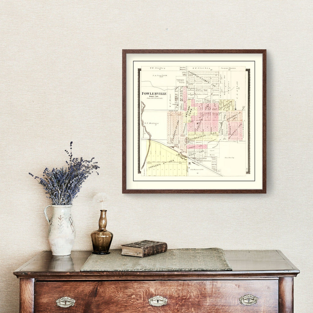 Vintage Map of Fowlerville, Michigan 1895
