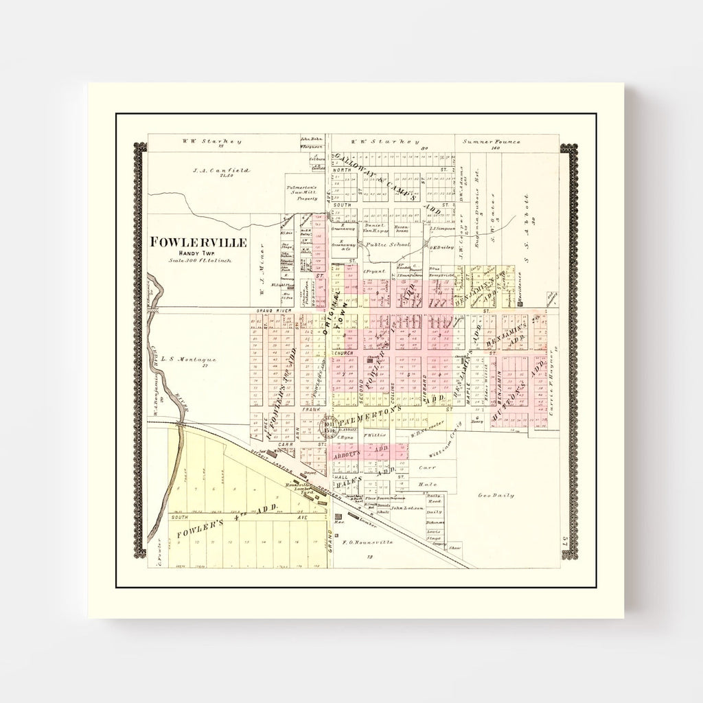 Vintage Map of Fowlerville, Michigan 1895