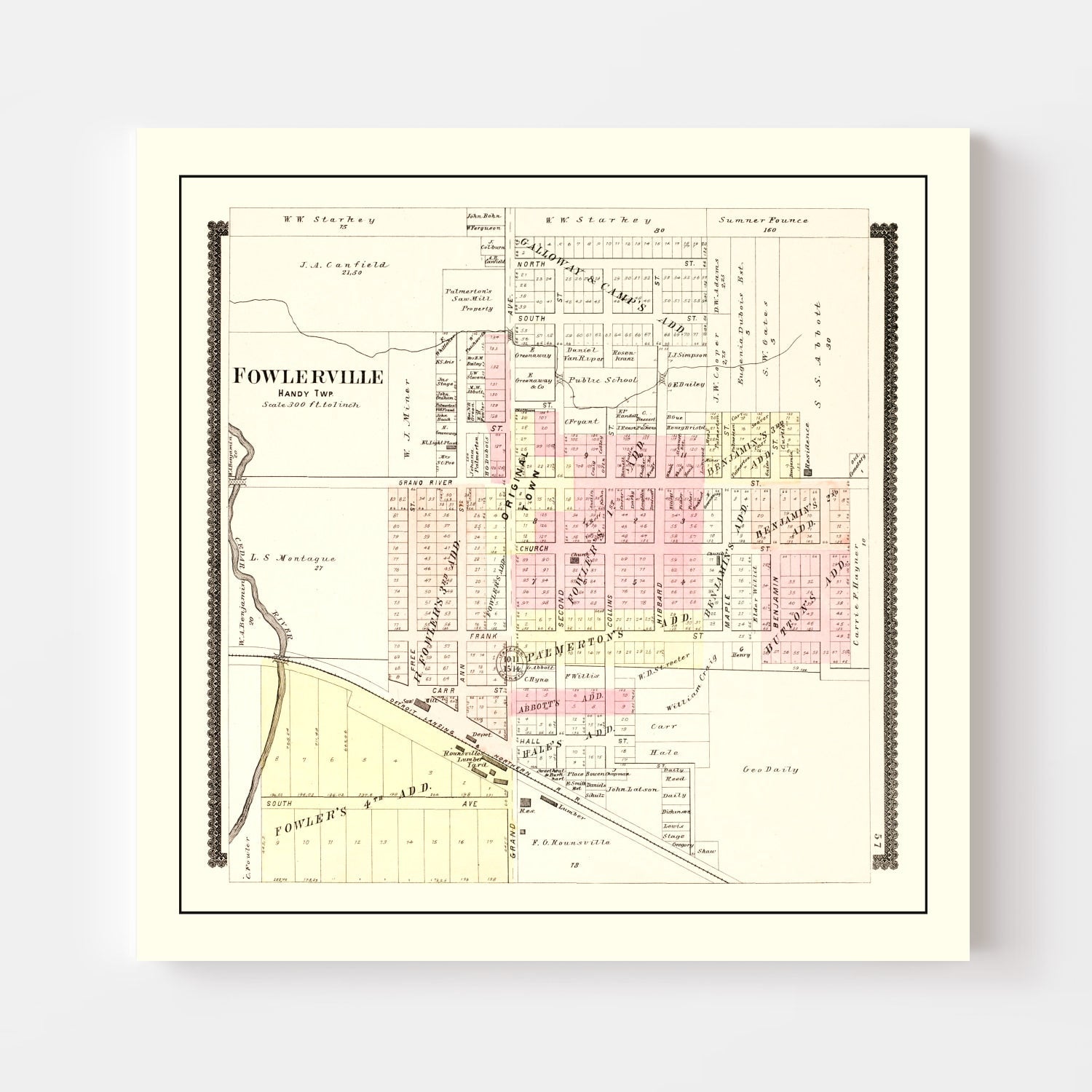 Vintage Map of Fowlerville, Michigan 1895