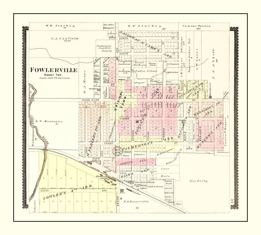 Vintage Map of Fowlerville, Michigan 1895