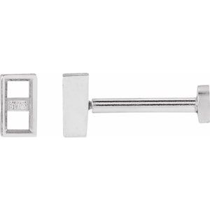 14K White Gold 2.5x1.5 mm Straight Baguette Bezel-Set Earring Mounting