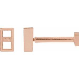 14K Rose Gold 2.5x1.5 mm Straight Baguette Bezel-Set Earring Mounting